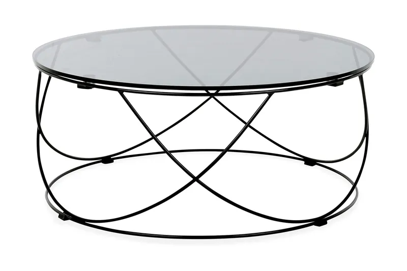 Mechelle Soffbord 85 cm Runt - Glas/Svart — Glas/Svart