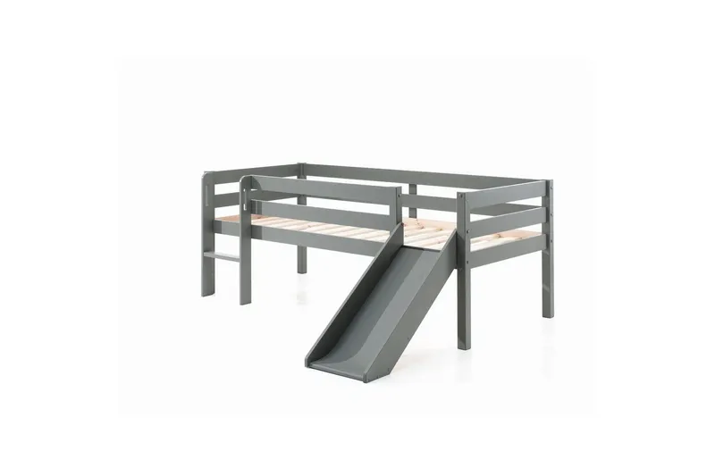 Mellanhög säng med rutschkana Pino Grå, 85 cm - Grå, 85 cm — Grå, 85 cm