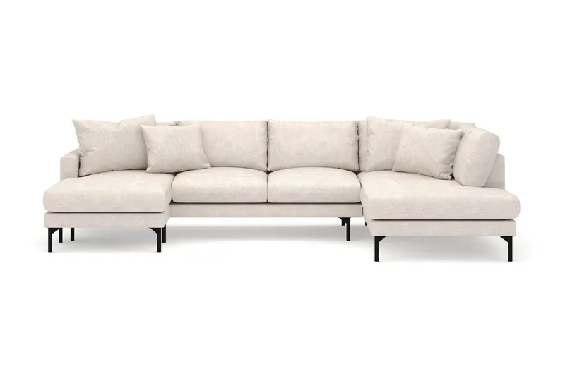Menard 4-sits Högervänd Stor U-formad Djup Soffa med Divan och Schäslong i Tyg - Beige (Art.nr 3098250) — Beige