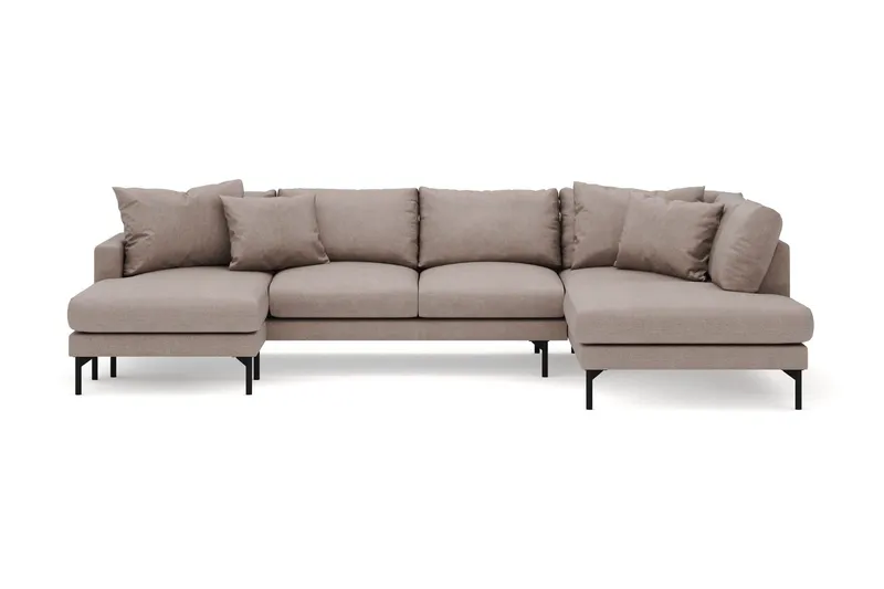 Menard 4-sits Högervänd Stor U-formad Djup Soffa med Divan och Schäslong i Tyg - Brun (Art.nr 3098283) — Scandi Days