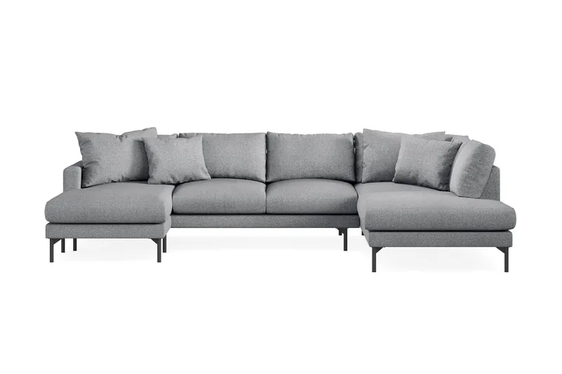 Menard 4-sits Högervänd Stor U-formad Djup Soffa med Divan och Schäslong i Tyg - Grå — Grå