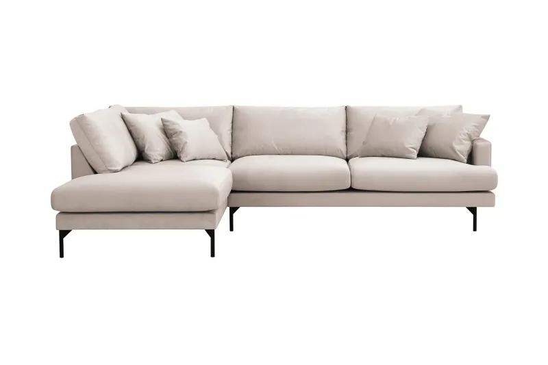 Menard 4-sits Vänstervänd L-formad Djup Schäslongsoffa i Sammet - Beige — Scandi Days