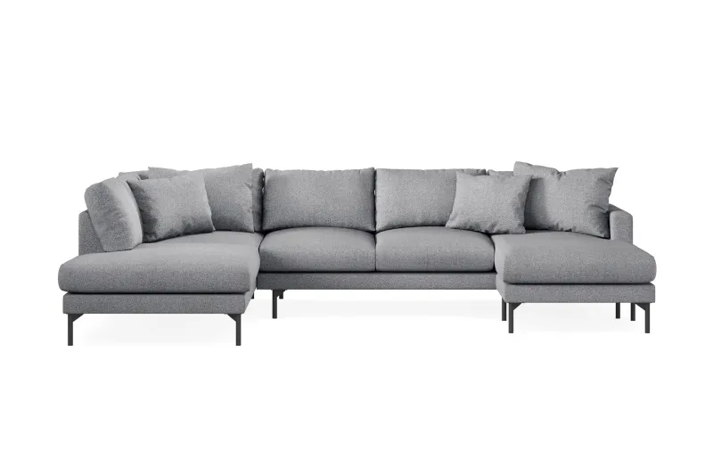 Menard 4-sits Vänstervänd Stor U-formad Djup Soffa med Divan och Schäslong i Tyg - Grå — Grå