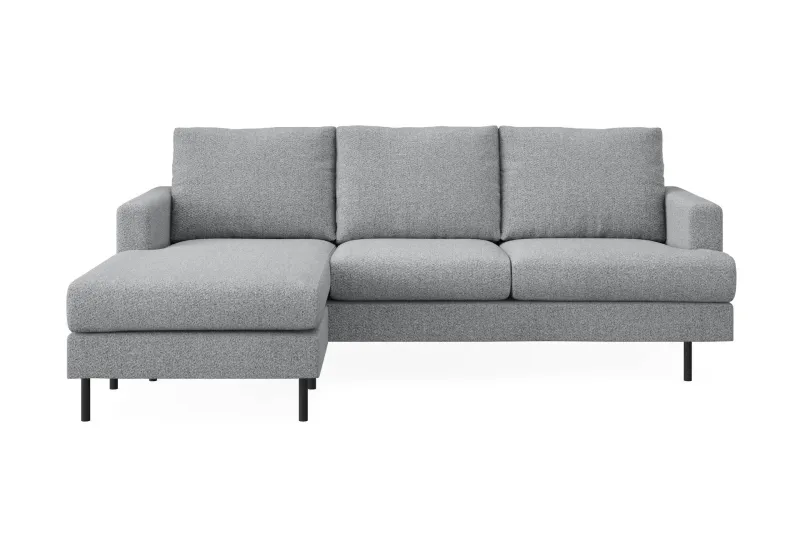Menard Compact 3-sits Vänstervänd L-formad Divansoffa i Tyg - Grå — Grå