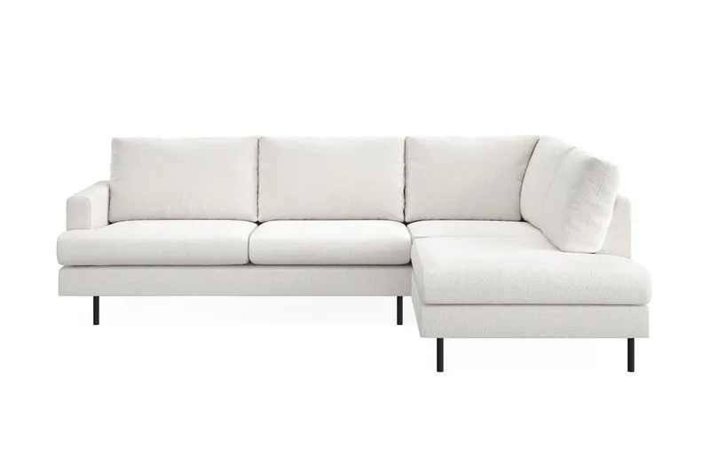 Menard Compact 4-sits Högervänd L-formad Schäslongsoffa i Bouclé - Vit — Vit