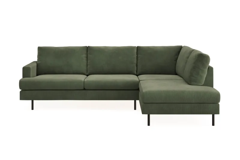 Menard Compact 4-sits Högervänd L-formad Schäslongsoffa i Manchester - Grön — Scandi Days