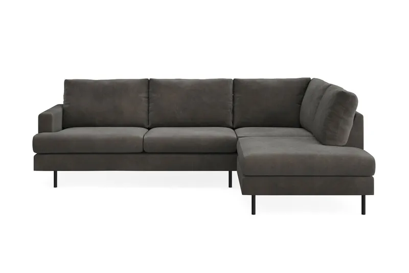 Menard Compact 4-sits Högervänd L-formad Schäslongsoffa i Manchester - Mörkgrå — Mörkgrå