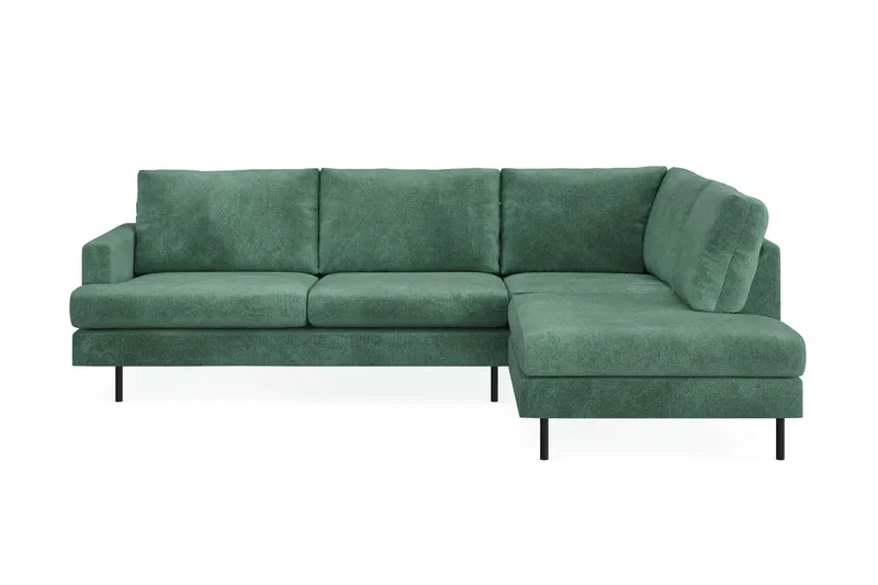 Menard Compact 4-sits Högervänd L-formad Schäslongsoffa i Sammet - Mörkgrön — Mörkgrön