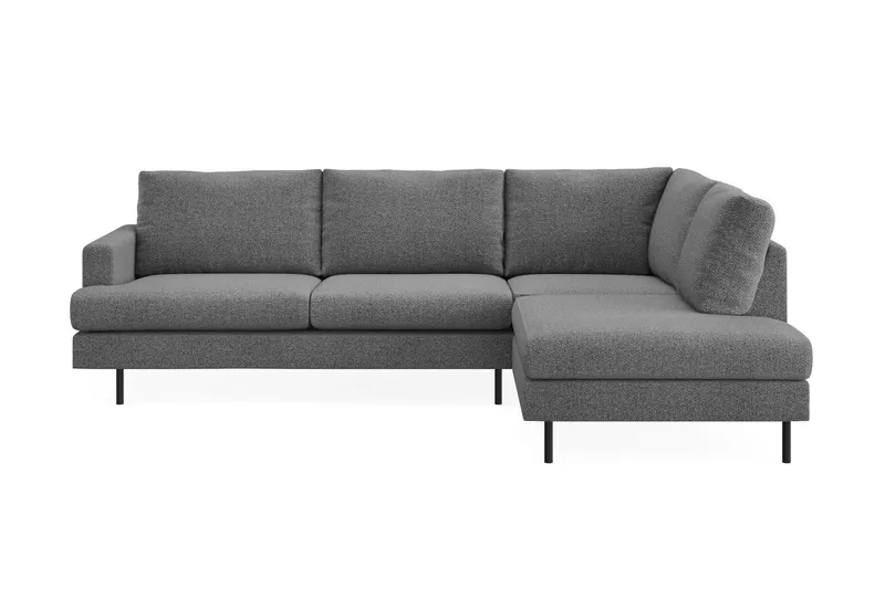 Menard Compact 4-sits Högervänd L-formad Schäslongsoffa i Tyg - Mörkgrå — Mörkgrå