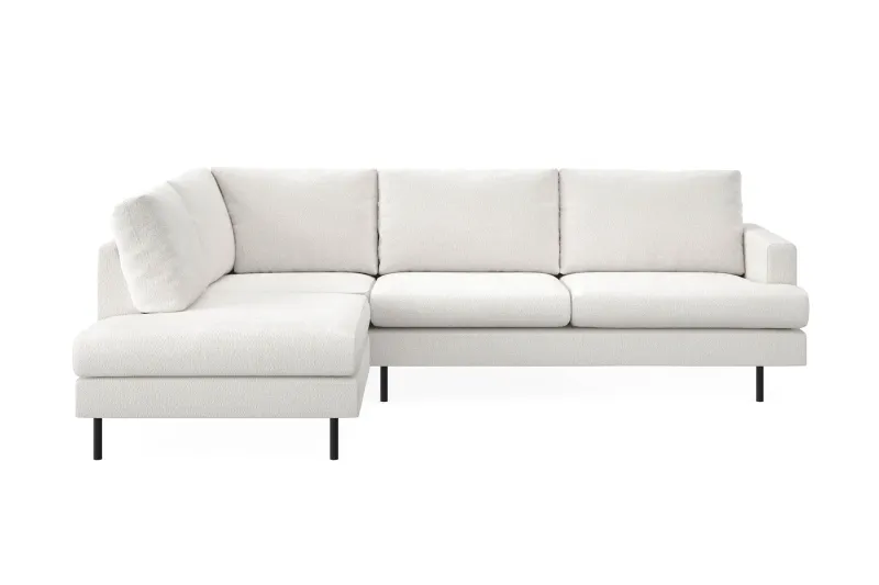 Menard Compact 4-sits Vänstervänd L-formad Schäslongsoffa i Bouclé - Vit — Vit