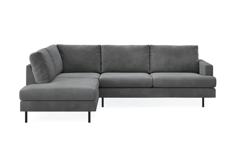 Menard Compact 4-sits Vänstervänd L-formad Schäslongsoffa i Manchester - Grå — Grå