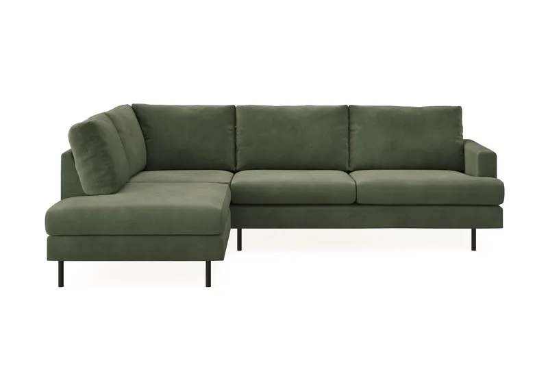 Menard Compact 4-sits Vänstervänd L-formad Schäslongsoffa i Manchester - Grön — Grön