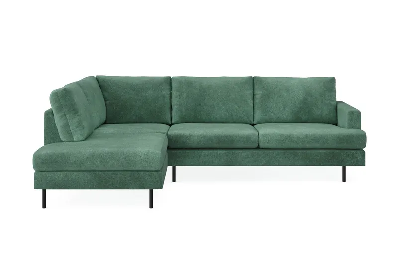 Menard Compact 4-sits Vänstervänd L-formad Schäslongsoffa i Sammet - Mörkgrön — Mörkgrön