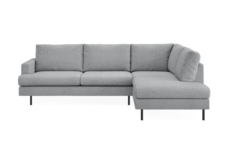 Menard Compact 4-sits Vänstervänd L-formad Schäslongsoffa i Tyg - Grå — Grå