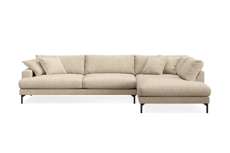 Menard Premium 5-sits Högervänd L-formad Djup Schäslongsoffa i Chenille - Beige — Beige