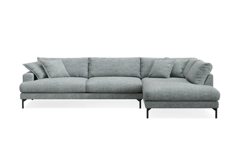 Menard Premium 5-sits Högervänd L-formad Djup Schäslongsoffa i Chenille - Grå/Blå — Grå/Blå