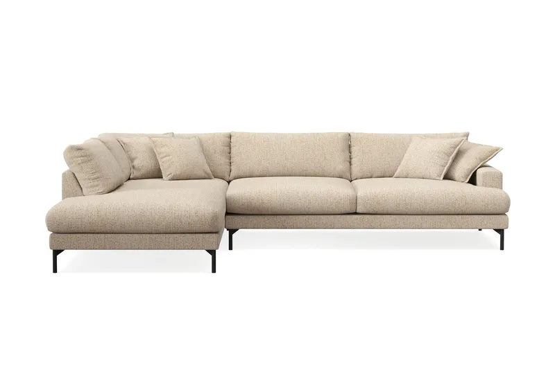 Menard Premium 5-sits Vänstervänd L-formad Djup Schäslongsoffa i Chenille - Beige — Beige