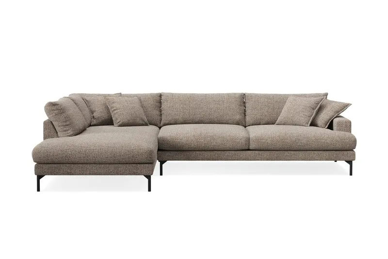 Menard Premium 5-sits Vänstervänd L-formad Djup Schäslongsoffa i Chenille - Brun — Brun