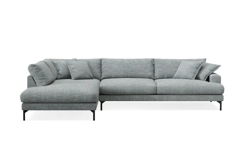 Menard Premium 5-sits Vänstervänd L-formad Djup Schäslongsoffa i Chenille - Grå/Blå — Grå/Blå