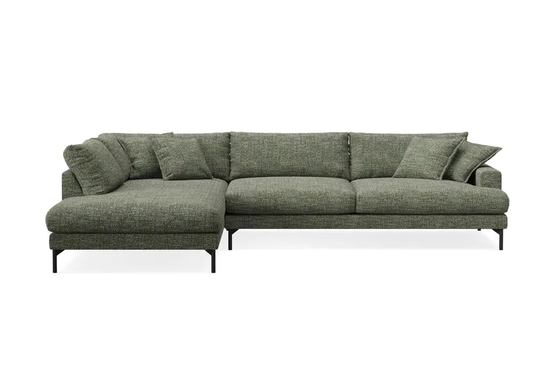 Menard Premium 5-sits Vänstervänd L-formad Djup Schäslongsoffa i Chenille - Grön — Grön