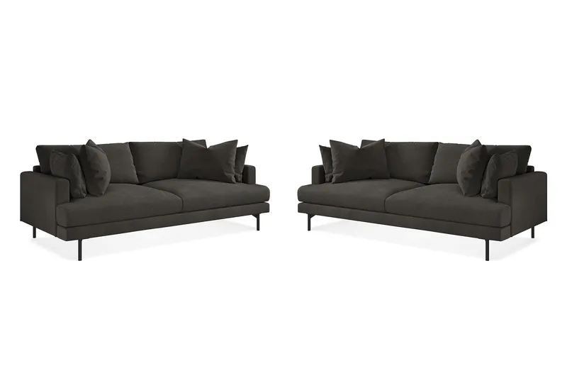 Menard Soffgrupp 4-sits + 4-sits Manchestersoffa - Mörkgrå — Mörkgrå