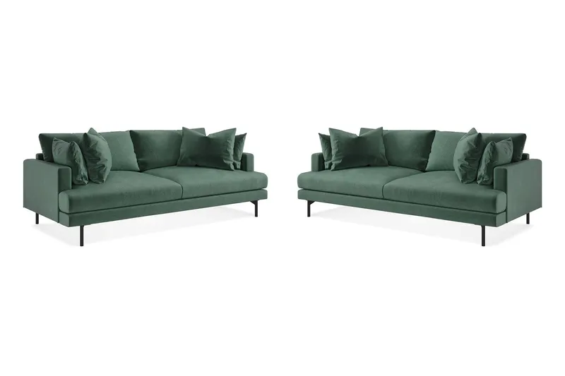 Menard Soffgrupp 4-sits + 4-sits Sammetssoffa - Mörkgrön — Mörkgrön