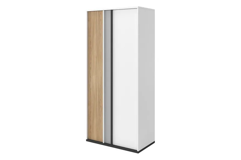Metropolitan Garderob 90x199 cm - Vit/Grå/Svart — Vit/Grå/Svart