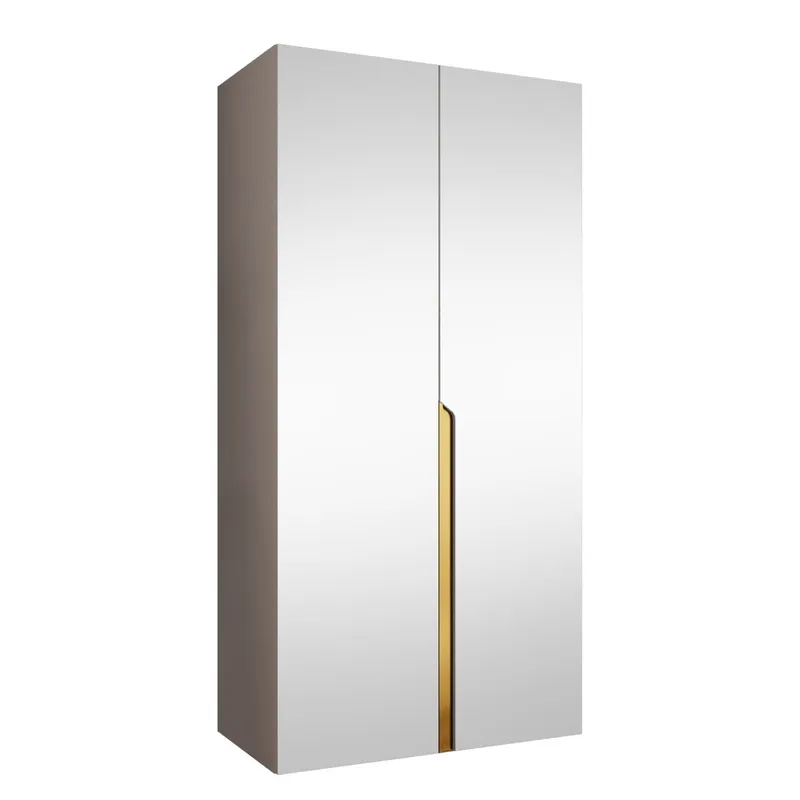 Milias Garderob med spegel 100x202 cm - beige / guld — beige / guld