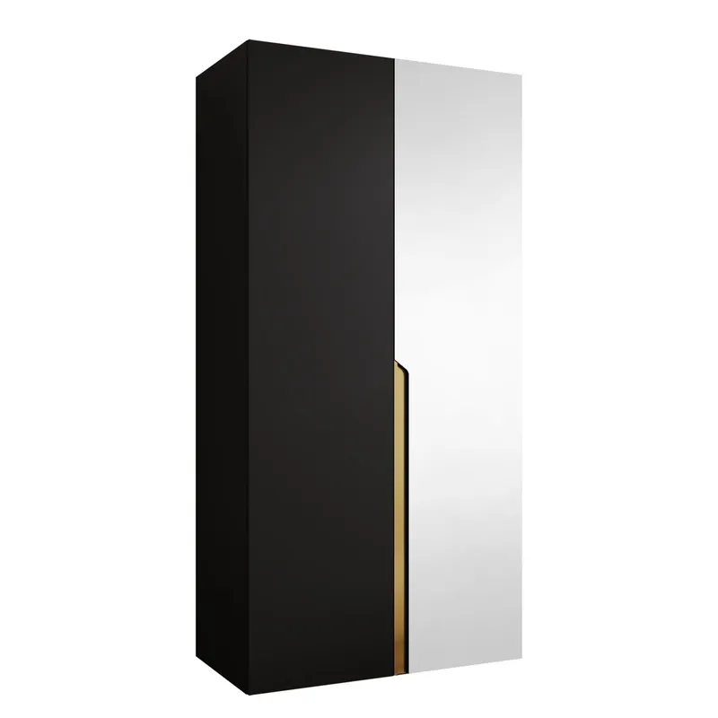 Milias Garderob med spegel 100x202 cm - Guld, svart — Guld, svart