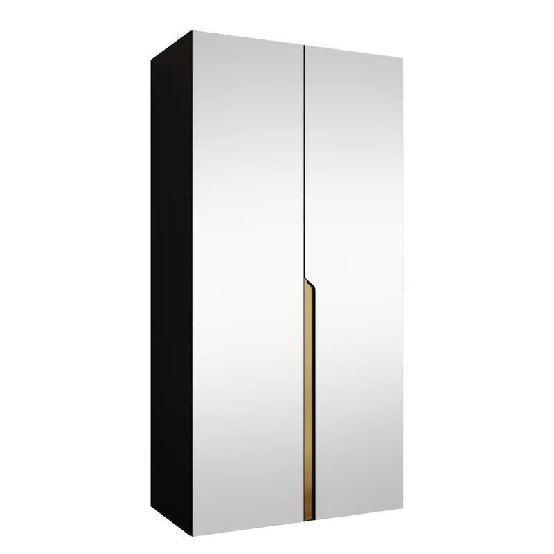 Milias Garderob med spegel 100x202 cm - svart / guld — svart / guld