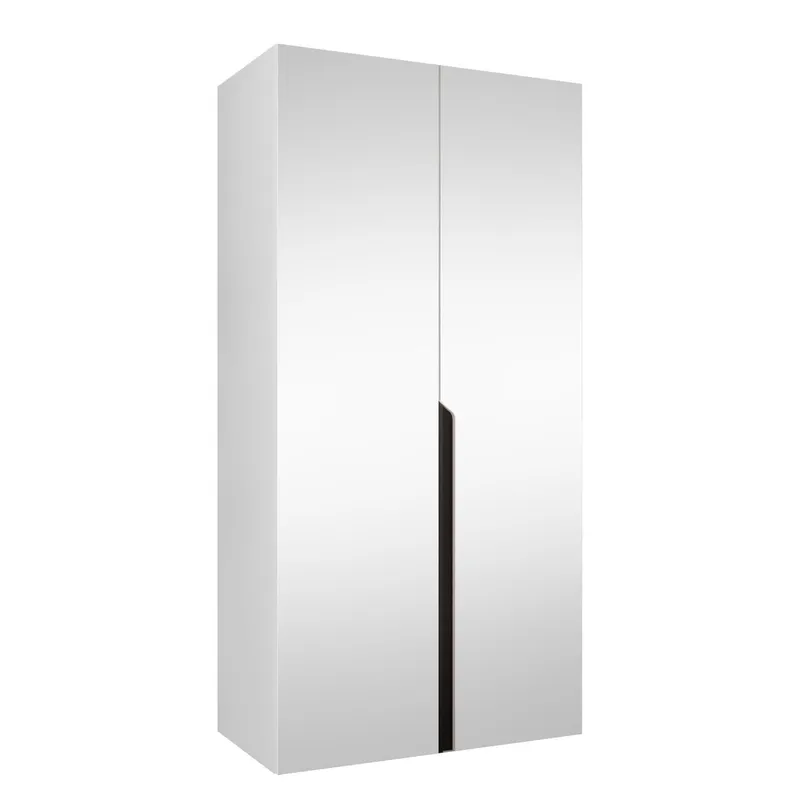 Milias Garderob med spegel 100x202 cm - vit / svart — vit / svart