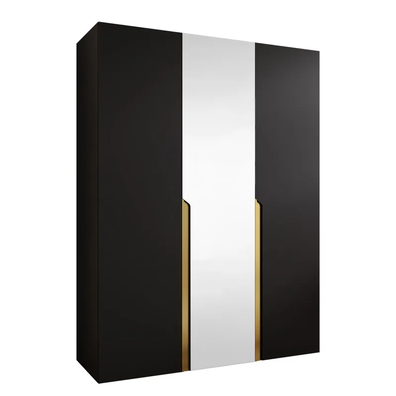 Milias Garderob med spegel 150x202 cm - Guld, svart — Guld, svart