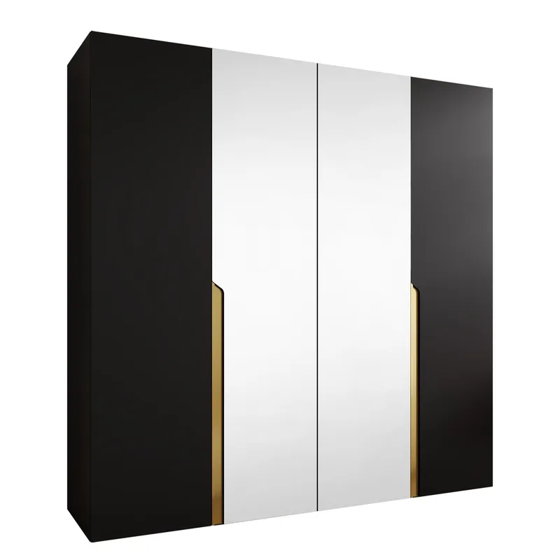 Milias Garderob med spegel 200x202 cm - svart (Art.nr 3434027) — svart