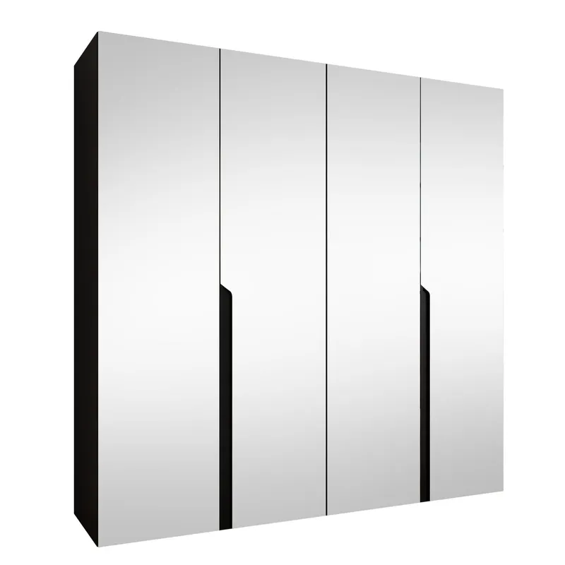 Milias Garderob med spegel 200x202 cm - svart (Art.nr 3434057) — svart