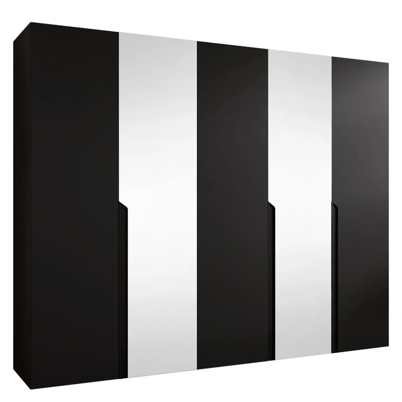 Milias Garderob med spegel 250x202 cm - Svart, svart — Svart, svart