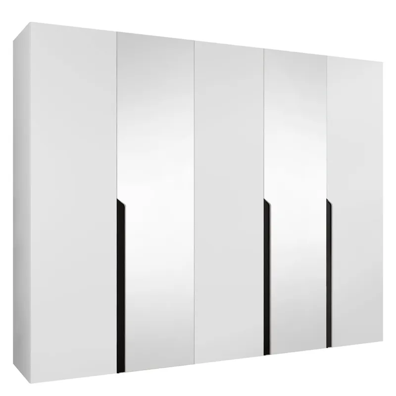 Milias Garderob med spegel 250x202 cm - Svart, vit — Svart, vit