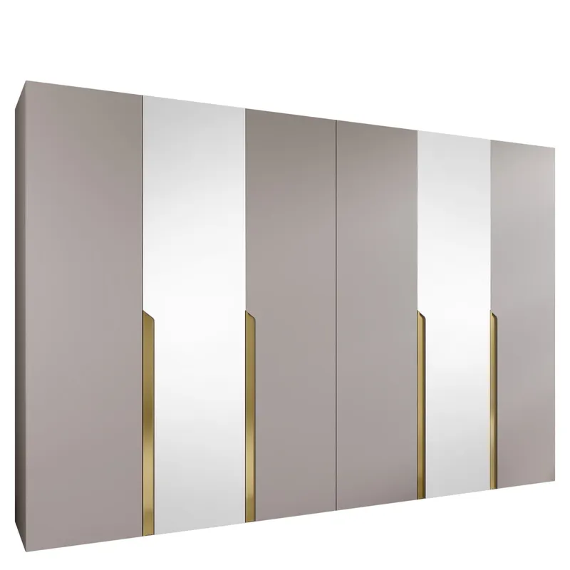 Milias Garderob med spegel 300x202 cm - beige / guld — beige / guld