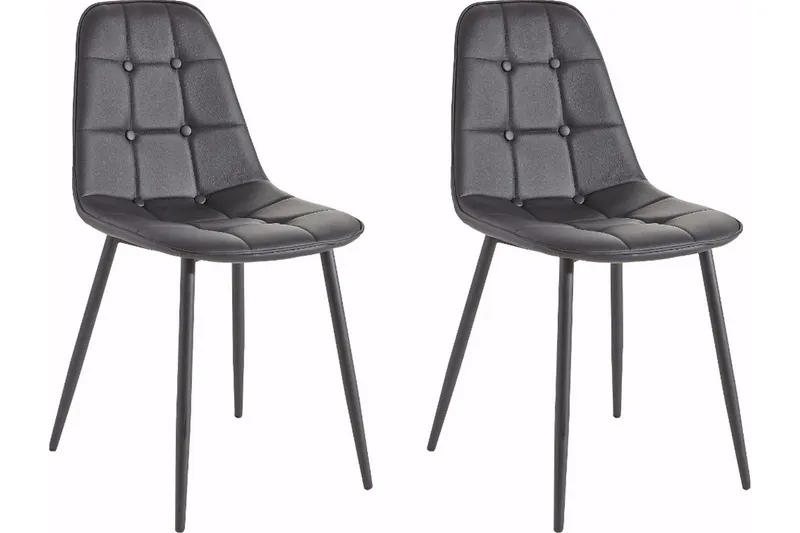 Mireio Kjøkkenstol Konstläder 2-pack - Svart/Metall — Loft24