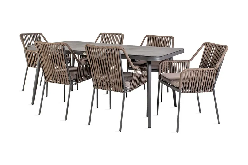 Möbelset ANDROS Utebord och 6 Utestolar 180x90xH75cm