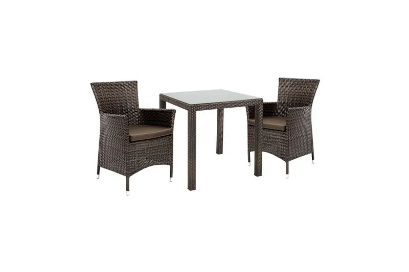 Möbelset WICKER Utebord och 2 Utestolar 73x73xH71cm