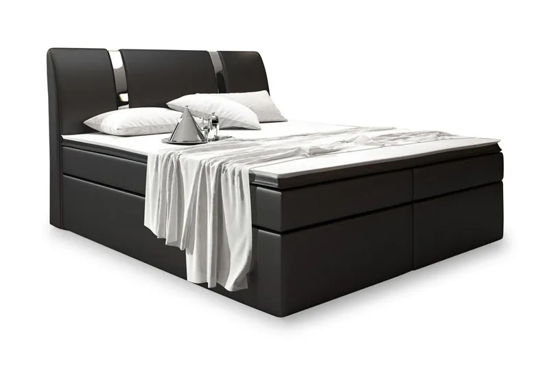 Modena Sängpaket 160x200 med Förvaring Slät Gavel - Svart — Cloud47