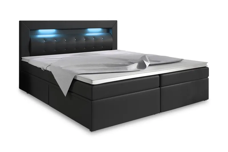 Modena Sängpaket 180x200 medFörvaring LED-belysning - Svart (Art.nr 230249) — Cloud47