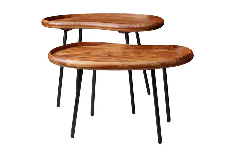 Mondry Soffbord 79 cm Njurformat - Massivt Trä/Svart — Wohnling