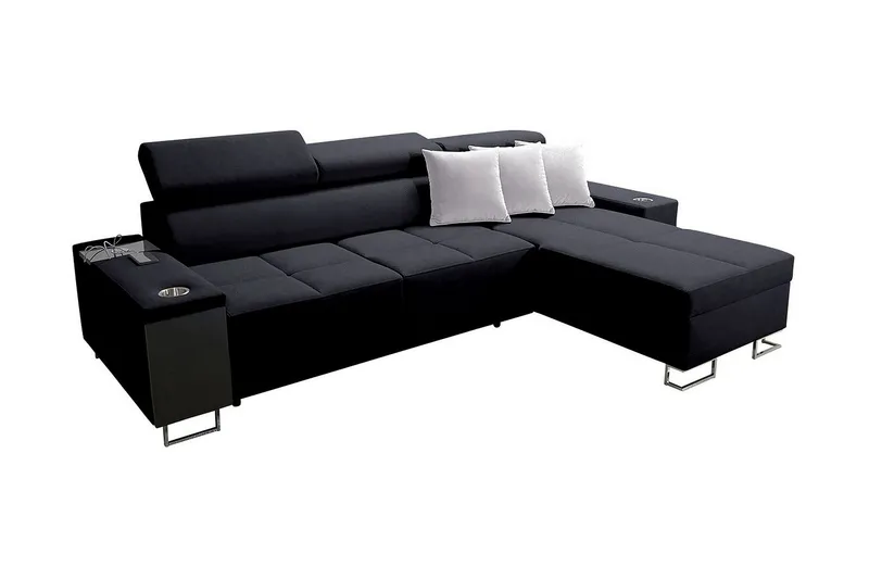 Morenia 4-sits Hörnbäddsoffa Höger - Svart — Svart