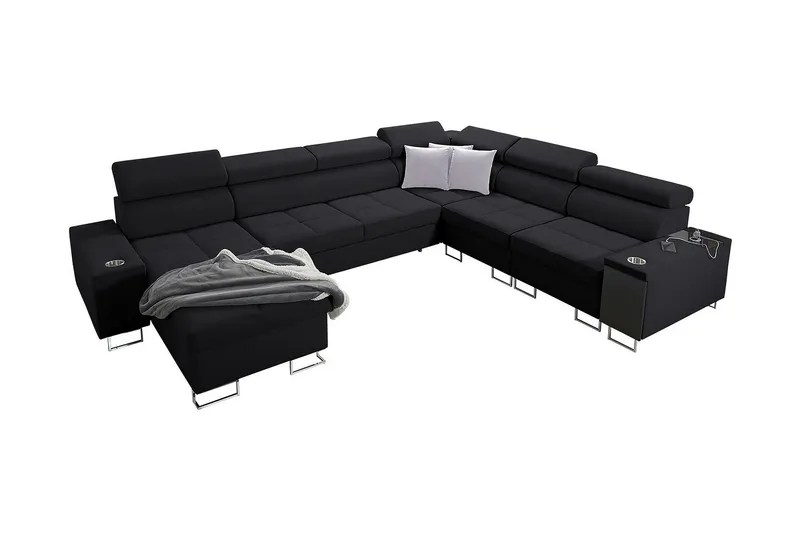 Morenia 4-sits Hörnbäddsoffa Vänster - Svart (Art.nr 991365) — Svart