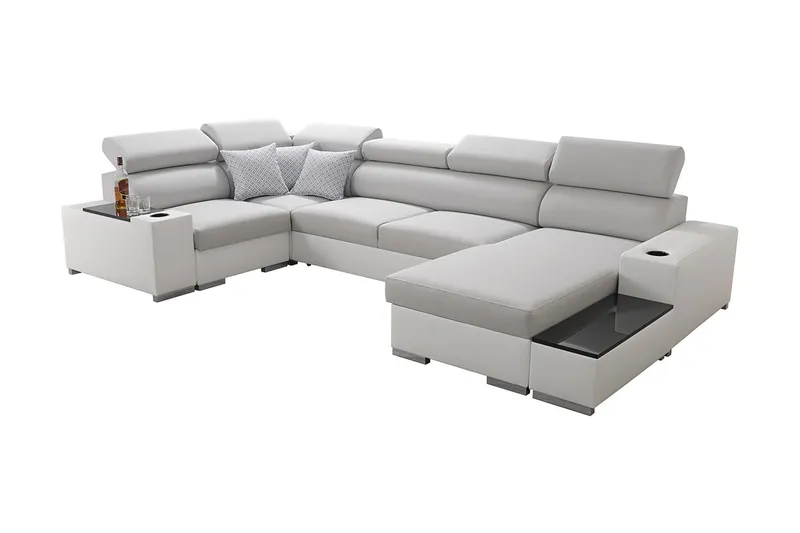 Mumtaz U-Bäddsoffa Divan Höger - Vit/Ljusgrå — Scandinavian Choice