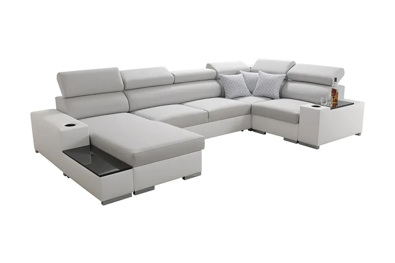 Mumtaz U-Bäddsoffa Divan Vänster - Ljusgrå/Vit — Scandinavian Choice
