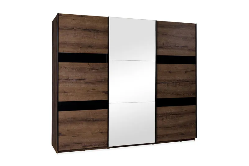 Najera Garderob 250 cm - Ek/Svart Högglans — Scandinavian Choice