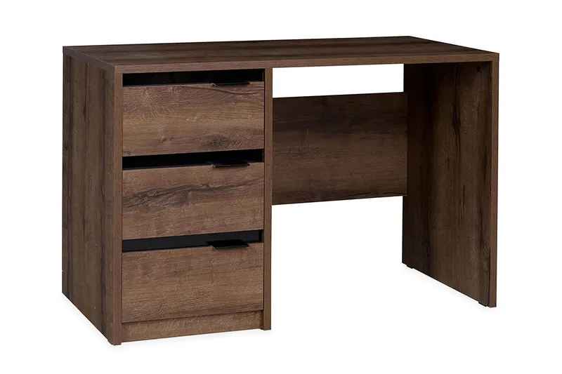 Najera Skrivbord 120 cm med Förvaring 3 Lådor - Brun/Svart — Manor House