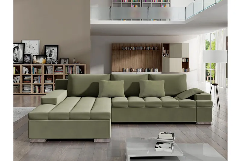 Naoma Bäddsoffa m. Divan 3-sits - Grön (Art.nr 3099395) — Grön